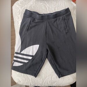adidas Black Shorts with White Trefoil Paneled Logo